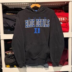 Vintage y2k Duke University Embroidered Fader Black Mens Large Hoodie